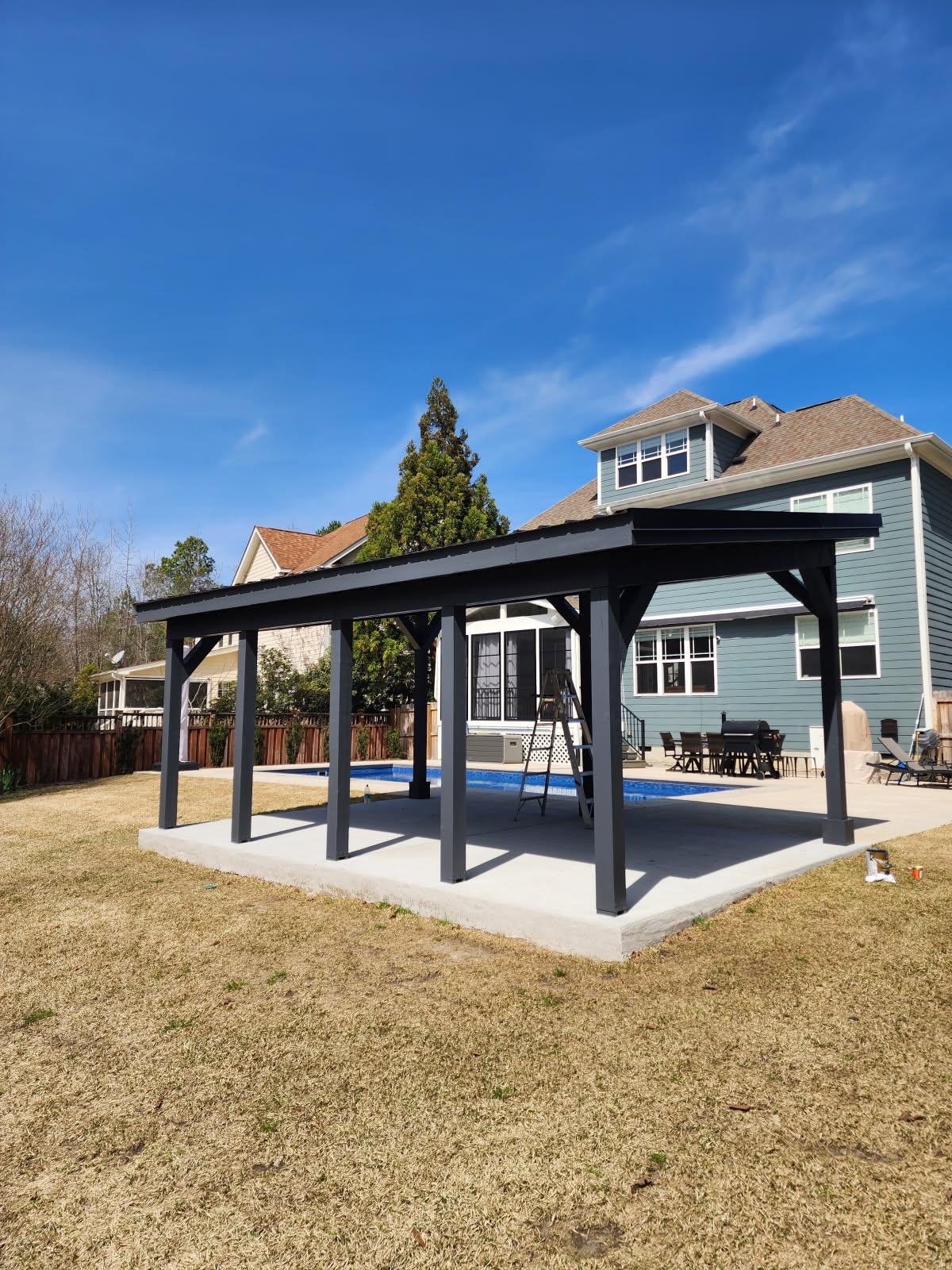 Black Cedar Pavilion Beside the Pool