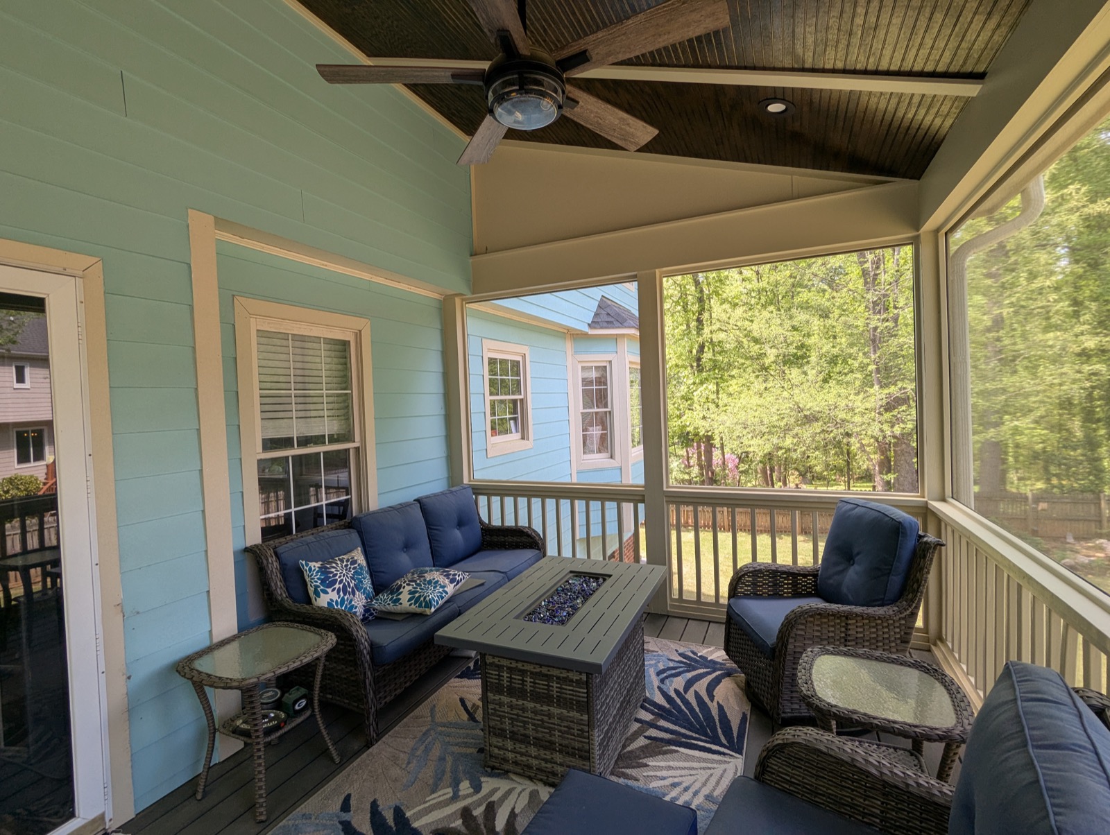 Vaulted Screen Porch with Tongue-and-Groove Ceiling